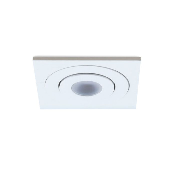 8 spots veranda orientable Rona carré, IP44, avec kit de connexion et télécommande, blanc