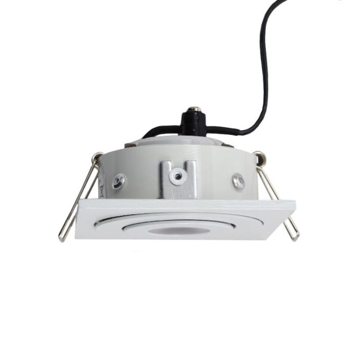 8 spots veranda orientable Rona carré, IP44, avec kit de connexion et télécommande, blanc