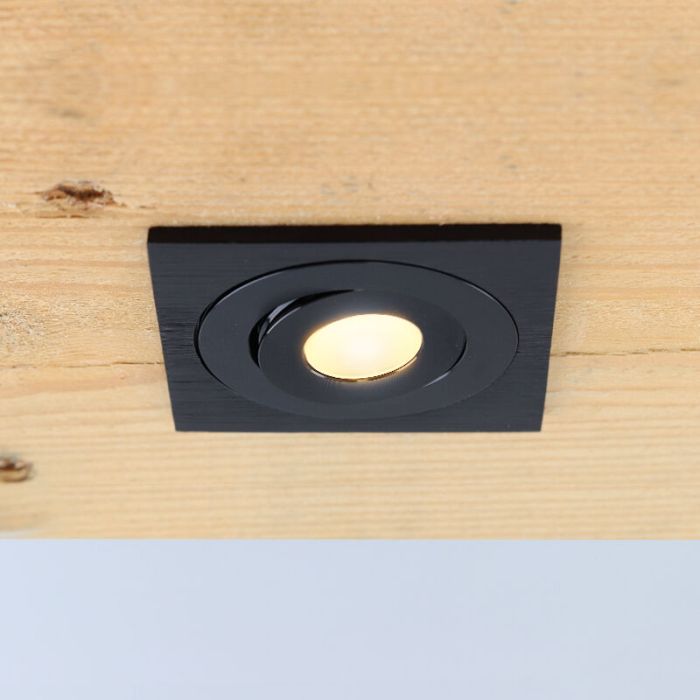 15 spots veranda orientable Rona carré, IP44, avec kit de connexion et télécommande, noir