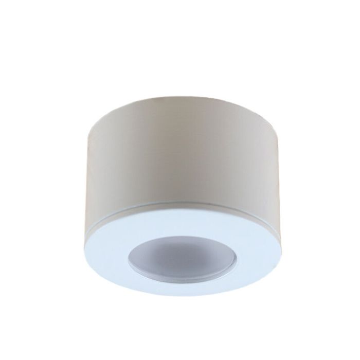 7 spots en saillie veranda ronds blancs Vasso, IP44, avec kit de connexion et télécommande