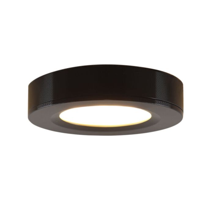 4 lampes rondes sous placard de cuisine, noir, avec kit de connexion et télécommande