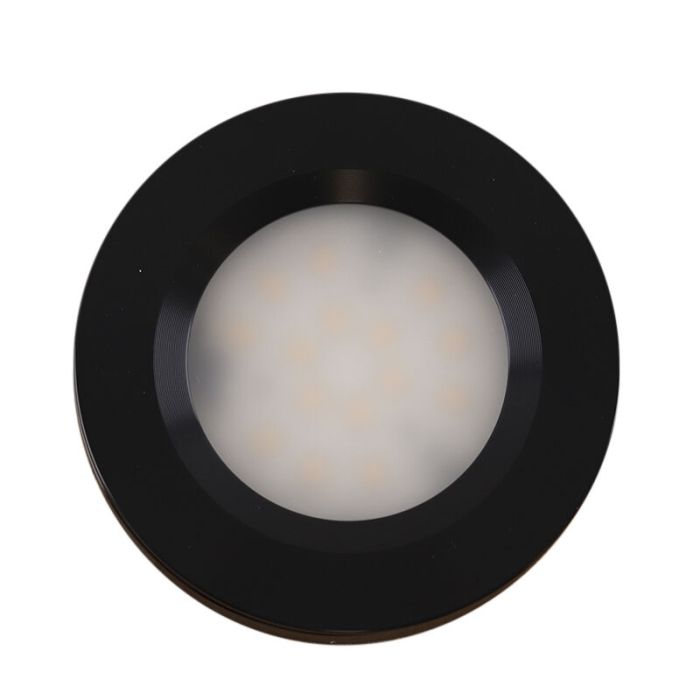 4 lampes rondes sous placard de cuisine, noir, avec kit de connexion et télécommande