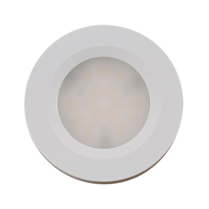 5 lampes rondes sous placard de cuisine, blanc, avec kit de connexion et télécommande
