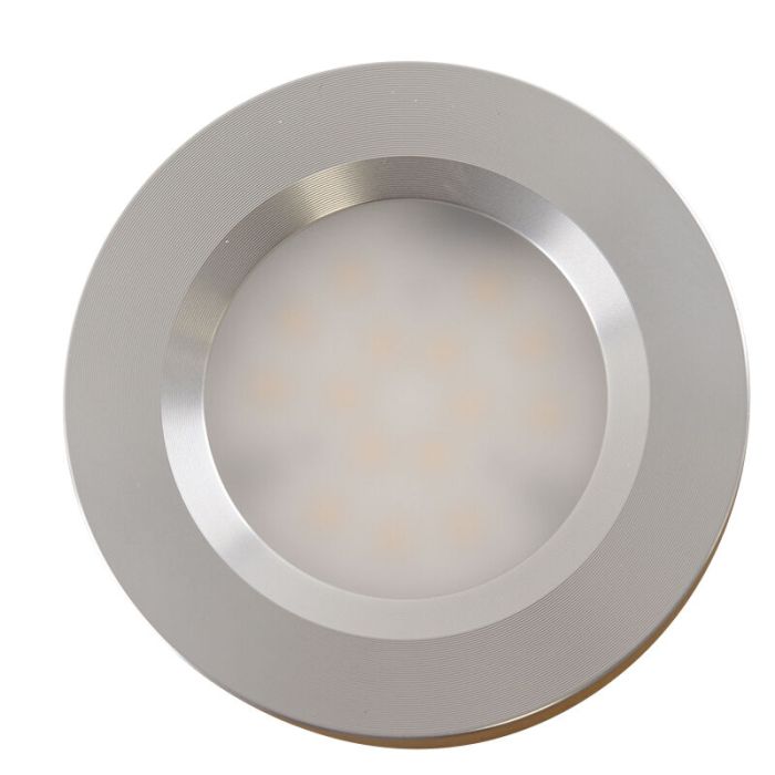 5 lampes rondes sous placard de cuisine, argent, avec kit de connexion et télécommande