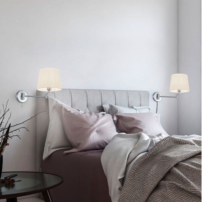 Applique murale classique nickel, Niva, avec interrupteur à tirette