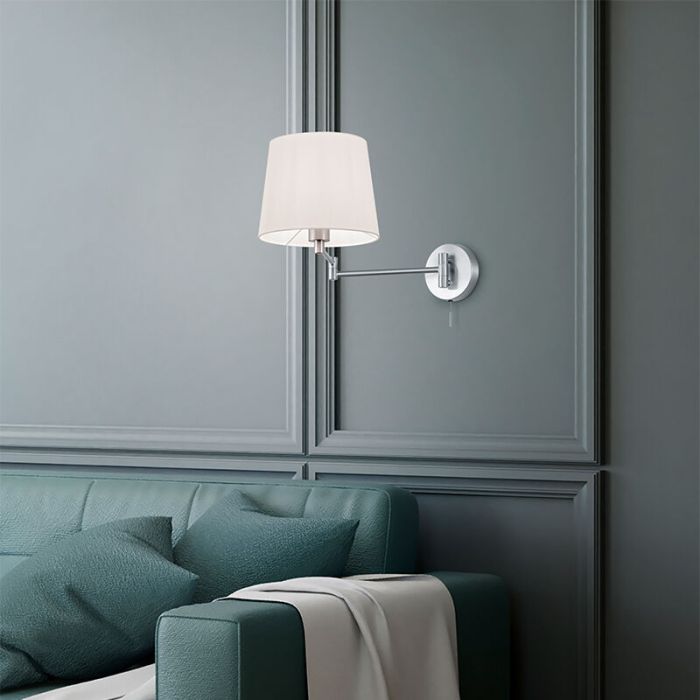 Applique murale classique nickel, Niva, avec interrupteur à tirette