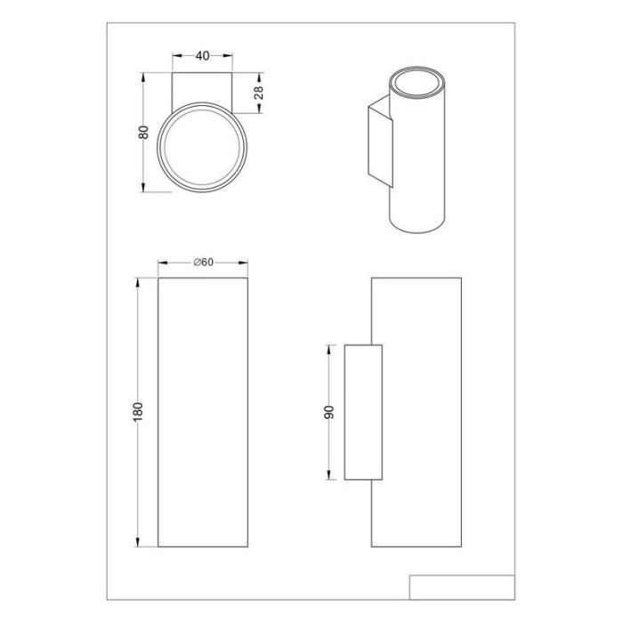 Applique up and down moderne noire, Kaso