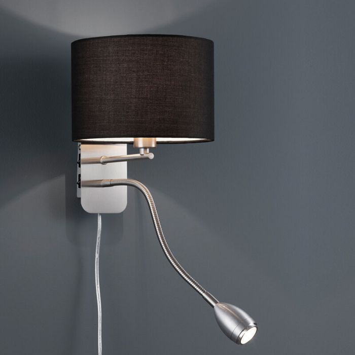 Applique murale en métal nickel, Ledbury, avec interrupteur