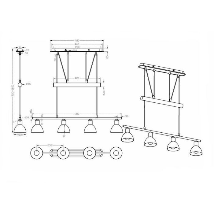 Suspension moderne nickel, Gustav