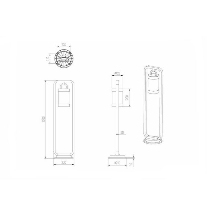 Lampadaire extérieur avec capteur crépusculaire moderne couleur rouille, Sambesi, IP44