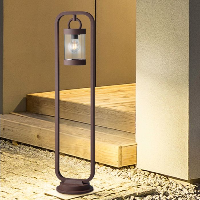 Lampadaire extérieur avec capteur crépusculaire moderne couleur rouille, Sambesi, IP44