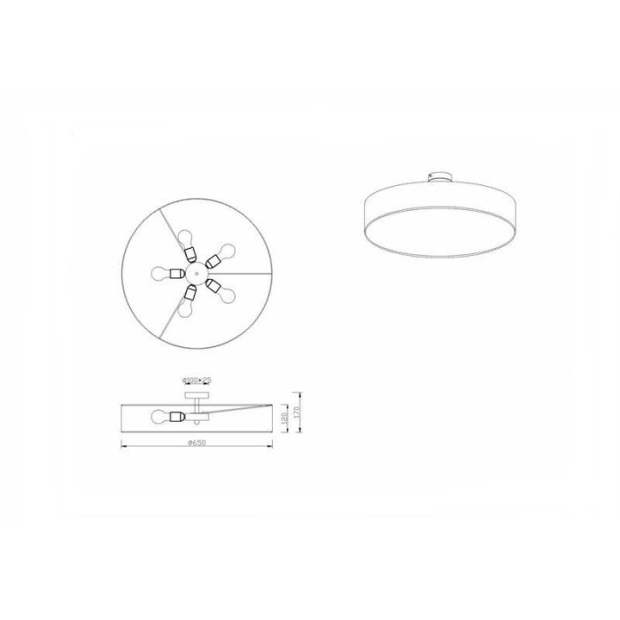 Lampe plafond en métal nickel, Ledbury