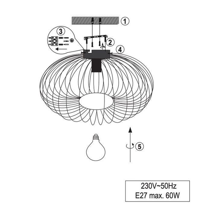 Lampe plafond moderne cuivre, Avni