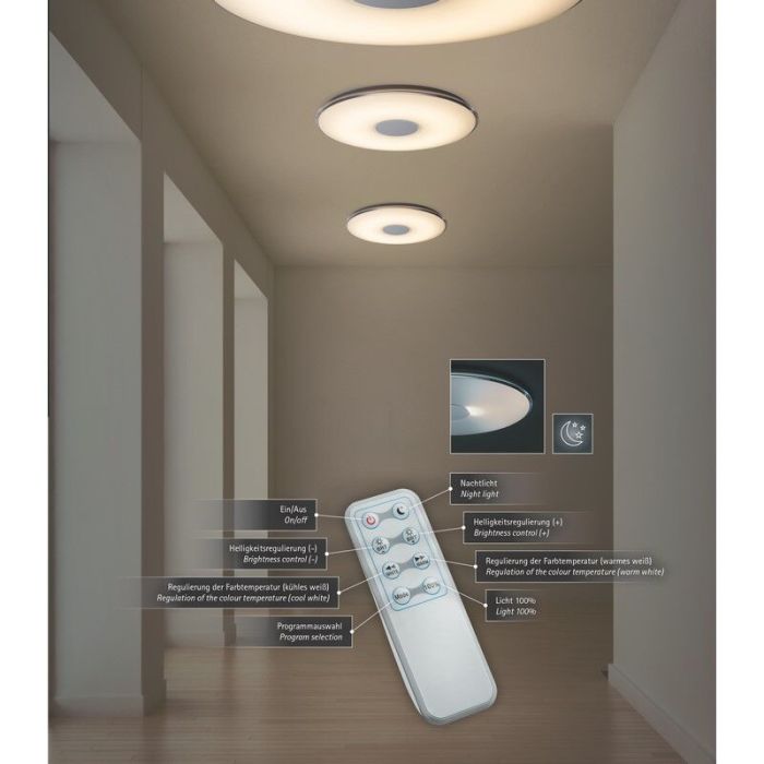 Lampe plafond en métal blanche, Vibol, 45W, 3000K LED, avec télécommande