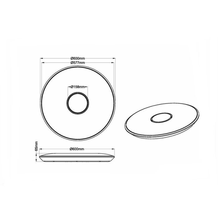 Lampe plafond en métal blanche, Vibol, 45W, 3000K LED, avec télécommande