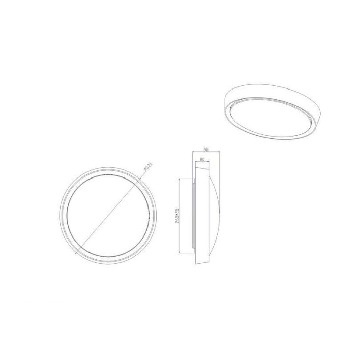 Plafonnier salle de bain en plastique blanc, Evelina, 18W, 3000K LED, IP44