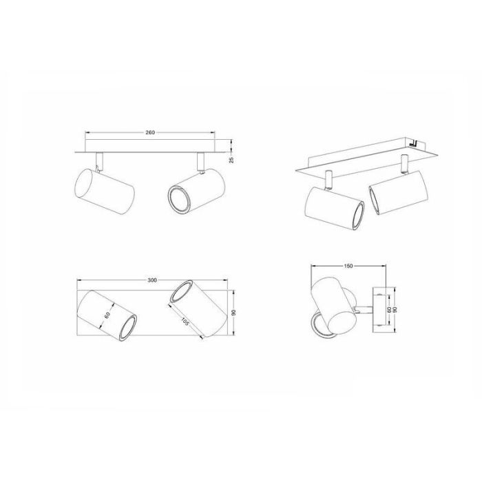 Spot plafond moderne couleur rouille, Kaso