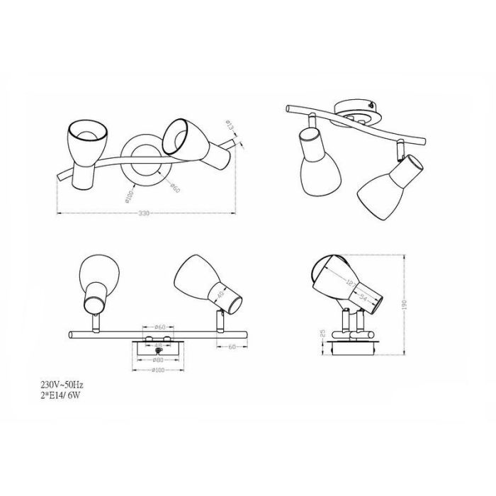 Spot plafond moderne laiton, Gustav