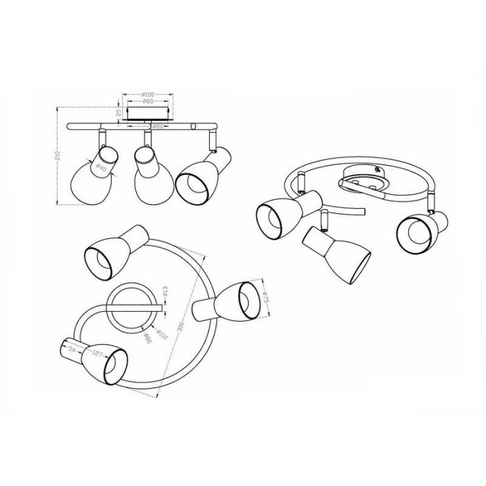 Spot plafond moderne nickel, Gustav