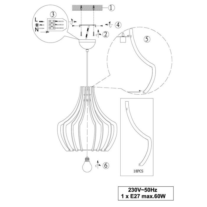 Suspension rustique bois, Valenthina