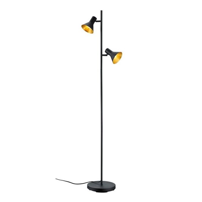 Lampadaire industriel noir, Verena, avec interrupteur