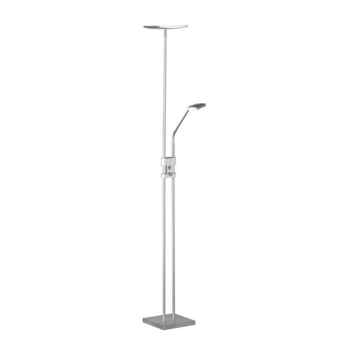 Lampadaire moderne nickel, Simon, 15W, 3000K LED, avec interrupteur