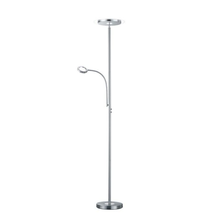 Lampadaire moderne nickel, Benny, 18W, 3000K LED, avec variateur tactile