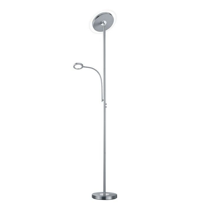 Lampadaire moderne nickel, Benny, 18W, 3000K LED, avec variateur tactile