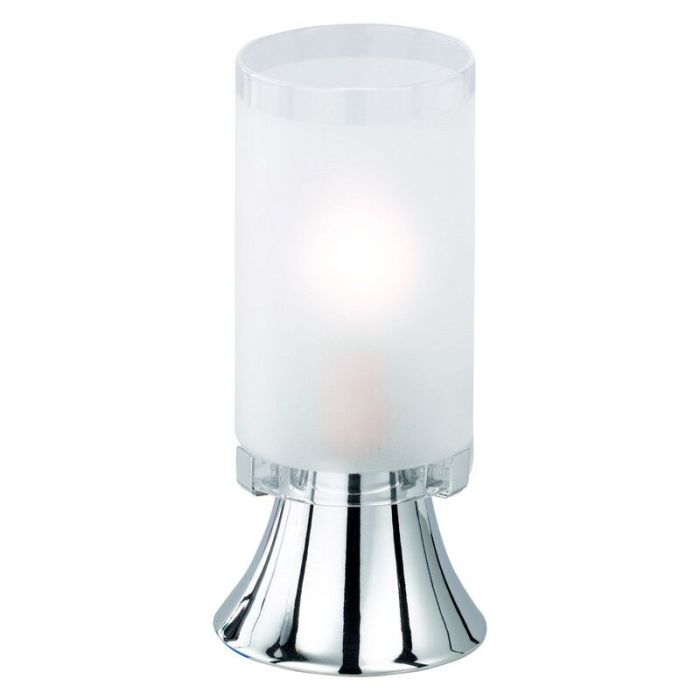 Lampe de table en verre chromée, Leanne, avec interrupteur