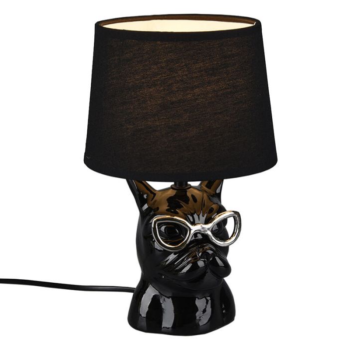 Lampe de table en céramique noire, Magda, avec interrupteur