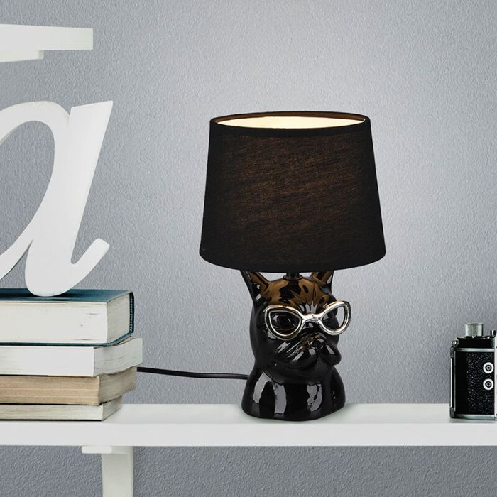 Lampe de table en céramique noire, Magda, avec interrupteur