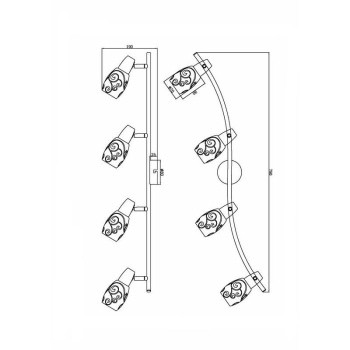 Spot plafond classique nickel, Venya