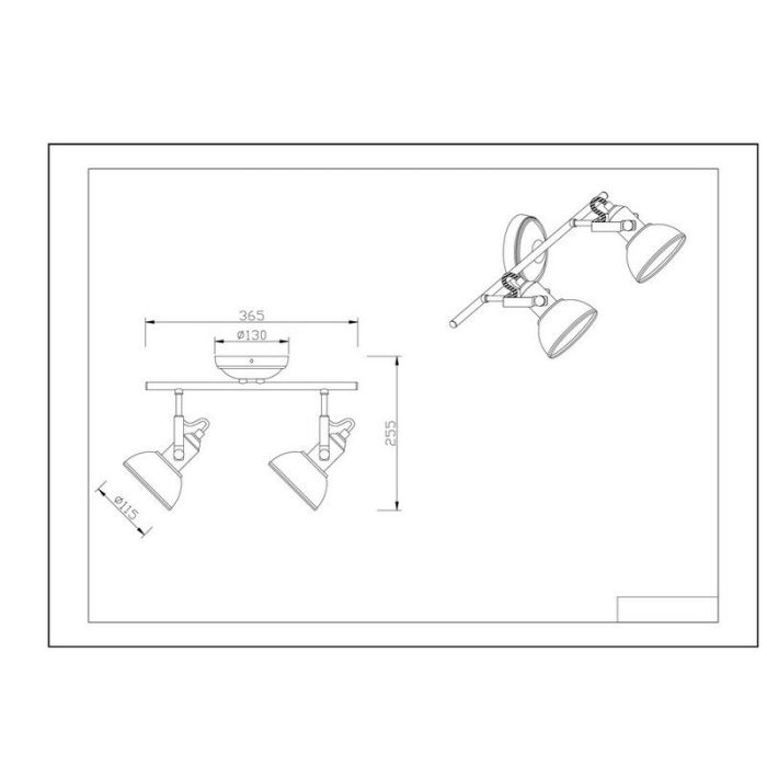 Spot plafond industriel noir, Kibek