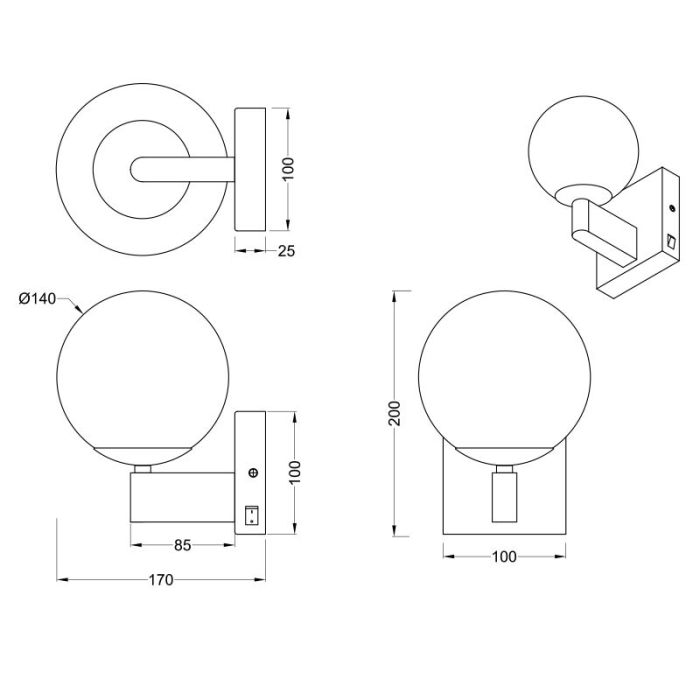 Applique salle de bain moderne chromée, Eray, IP44