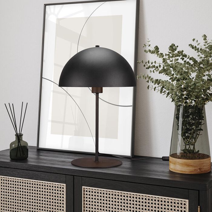 Lampe de table moderne noire, Fransisca, avec interrupteur