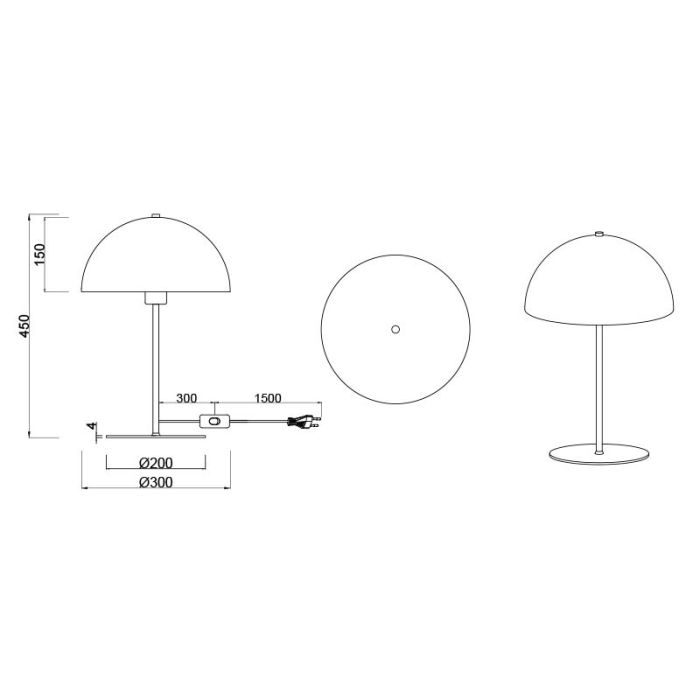 Lampe de table moderne noire, Fransisca, avec interrupteur