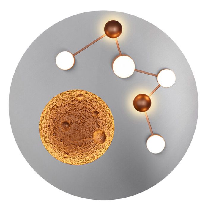 Lampe plafond moderne argentée, Gilberto, 42W, blanc chaud à froid réglable LED, gradable en 3 étapes