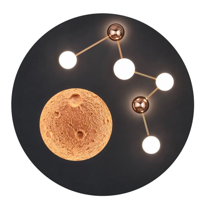 Lampe plafond moderne noire, Gilberto, 42W, blanc chaud à froid réglable LED, gradable en 3 étapes
