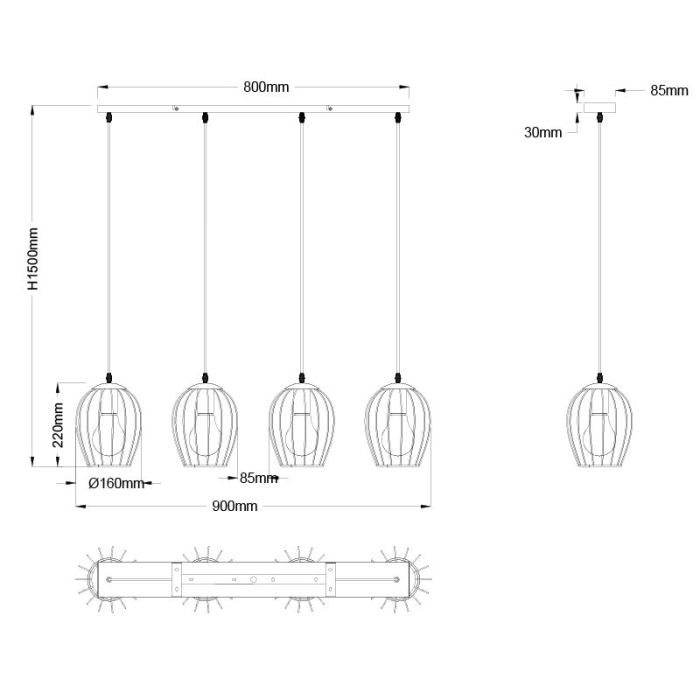 Suspension industrielle noire, Dilano