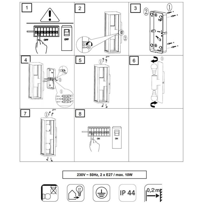 Luminaire extérieur industrielle anthracite, Sanna, IP44