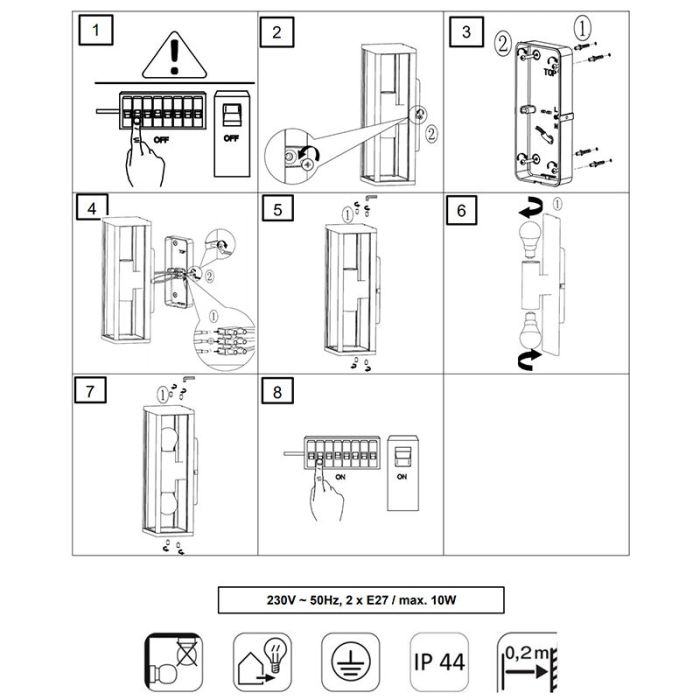 Luminaire extérieur industrielle grise, Sanna, IP44
