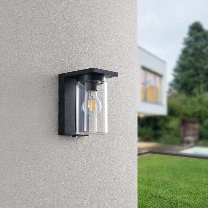 Applique extérieur avec capteur crépusculaire moderne noire, Yves, IP44