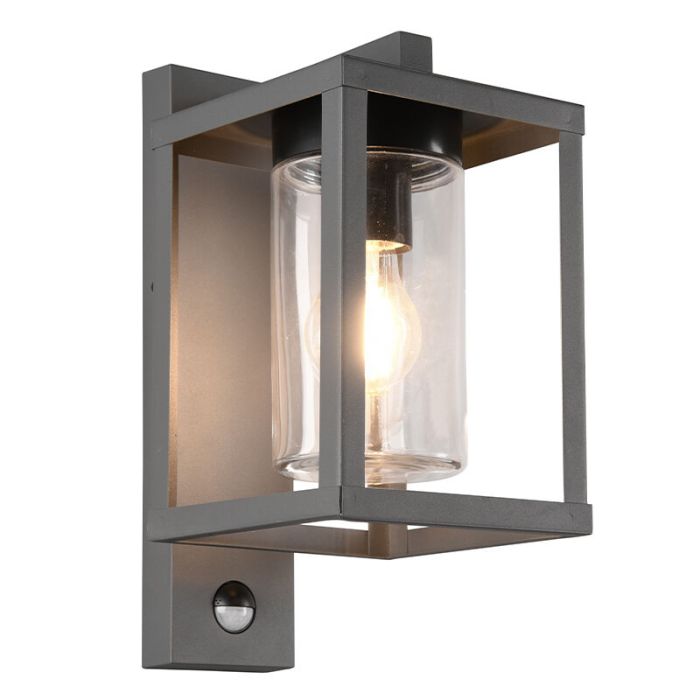 Applique extérieur avec détecteur de mouvement moderne anthracite, Reini, IP44