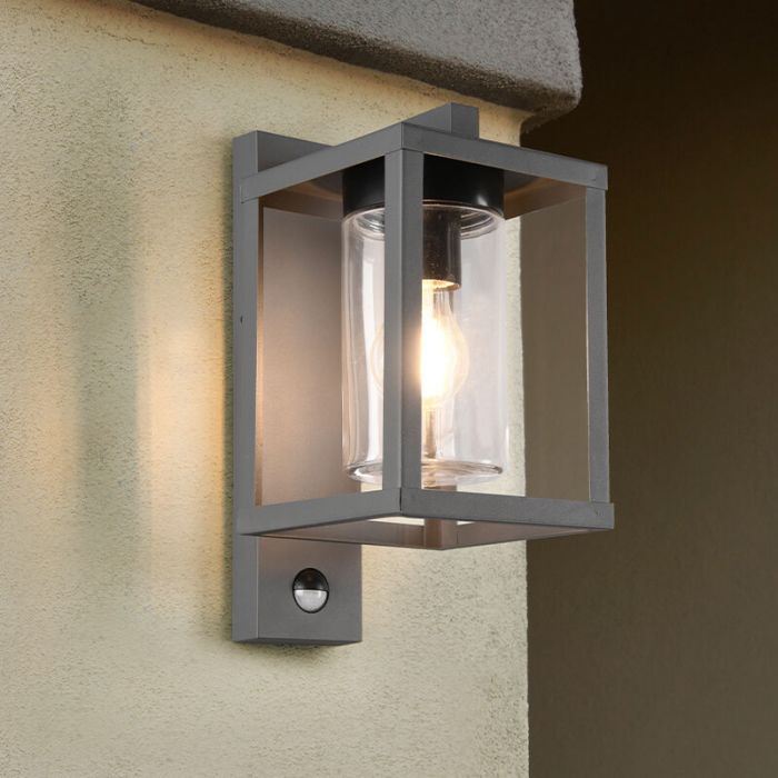 Applique extérieur avec détecteur de mouvement moderne anthracite, Reini, IP44