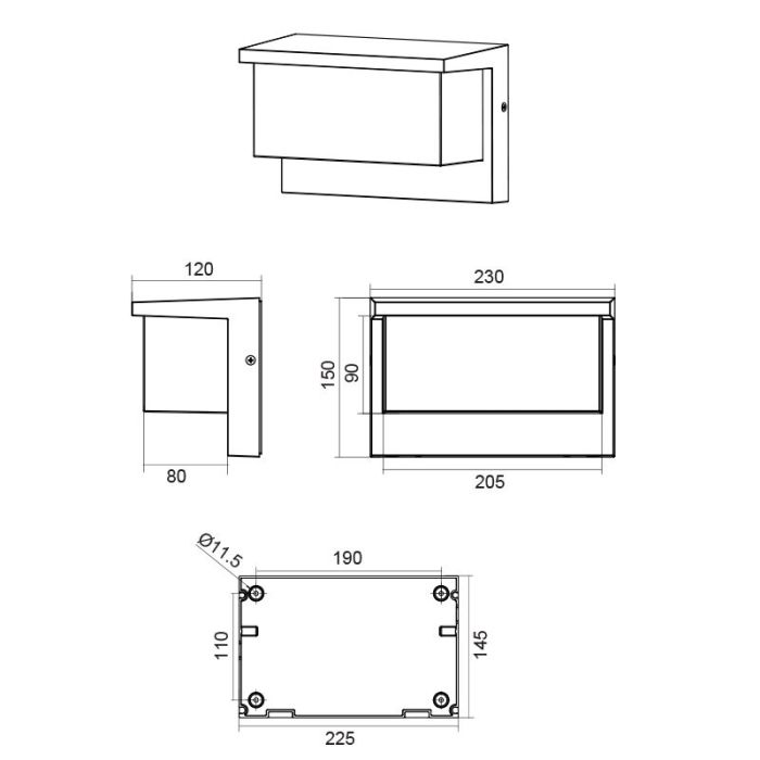 Luminaire extérieur moderne anthracite, Slimane, 13W, 3000K LED, IP54