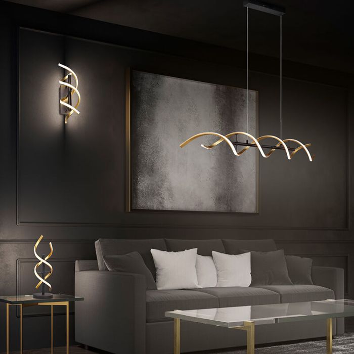 Applique murale design laiton, Sylvian, 22W, blanc chaud à froid réglable LED, gradable en 3 étapes