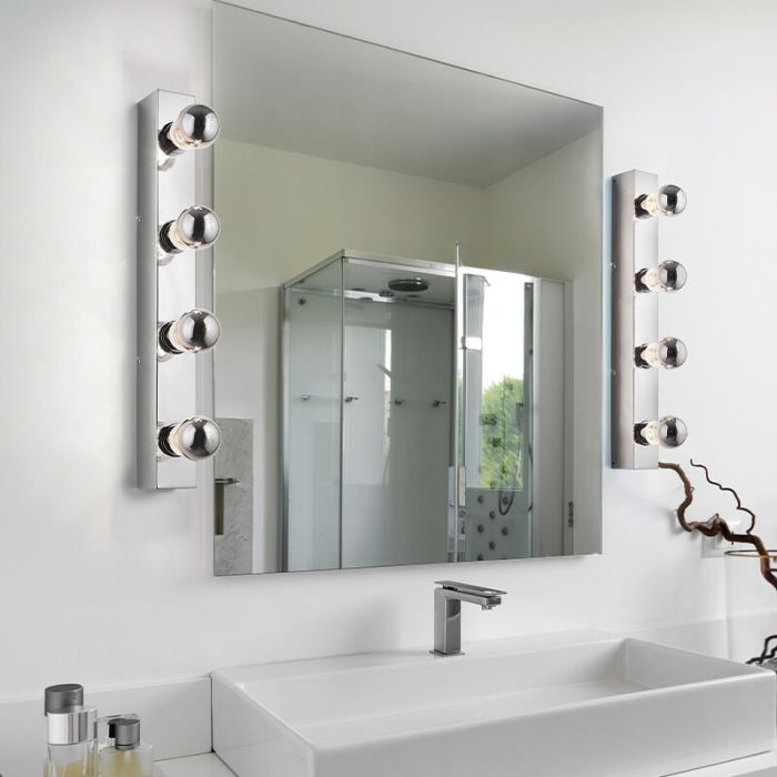 Applique salle de bain moderne chromée, Rinaldo, IP44