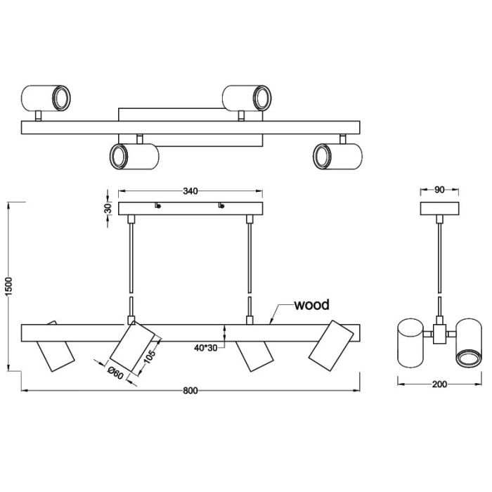 Suspension moderne noire, Kaso