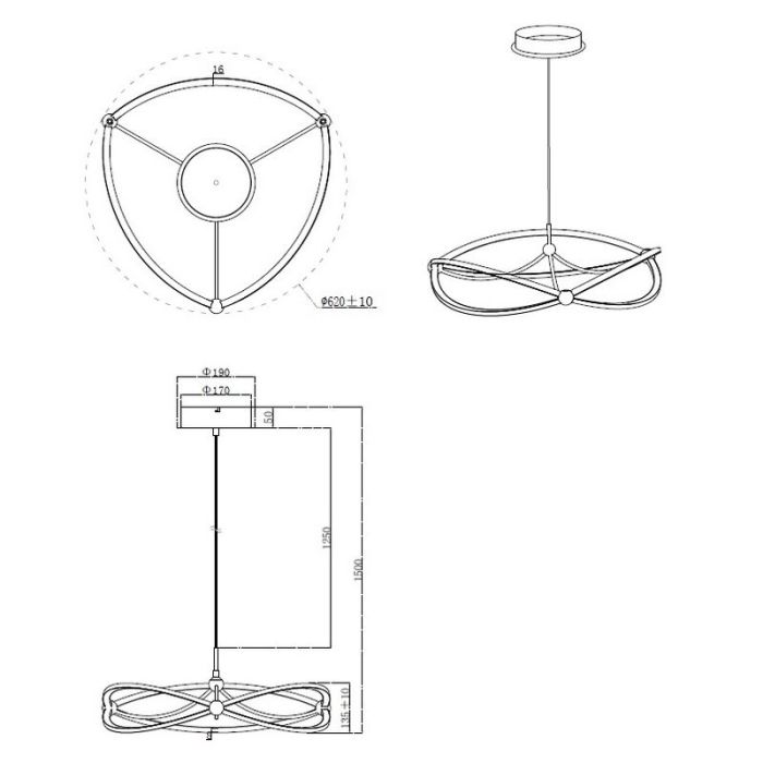 Suspension moderne laiton, Remy, 42W, 3000K LED