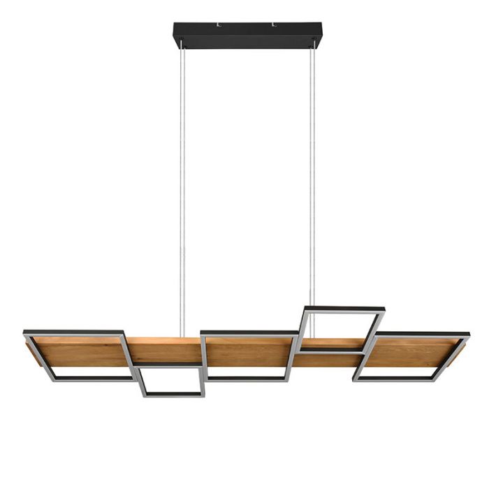 Suspension en bois marronne, Justian, 42W, 3000K LED, gradable en 3 étapes